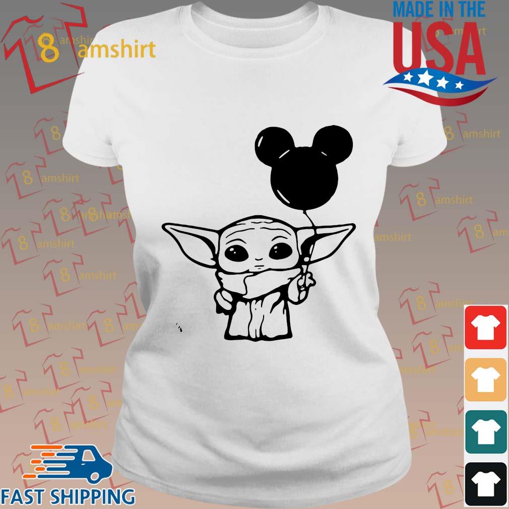 Download Star Wars Baby Yoda Holding Balloon Mickey Mouse Shirt Sweater Hoodie And Long Sleeved Ladies Tank Top